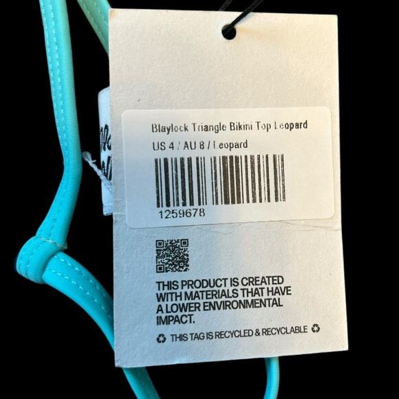 NWT Princess Polly Blaylock Leopard and Turquoise Triangle Bikini Top Size 4 - Picture 2 of 5